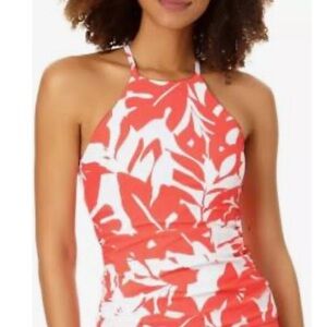 NWT Anne Cole Coastal Palm Coral and White Floral Tankini TOP